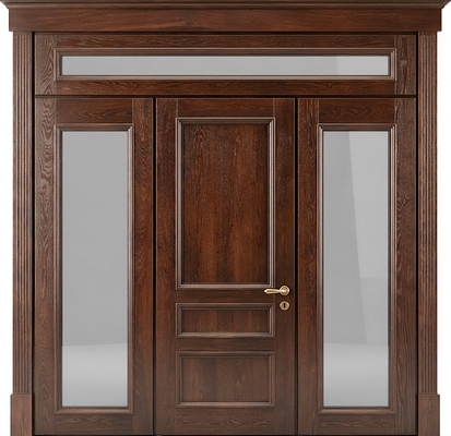 Остекленная входная группа с терморазрывом, массивом дерева и скрытыми петлями Остекленная входная группа с терморазрывом, массивом дерева и скрытыми петлями