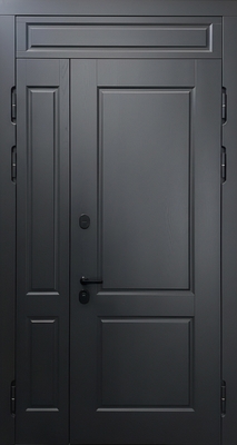 Полуторастворчатая утепленная термодверь с глухой верхней вставкой и панелями МДФ цвета графит Полуторастворчатая утепленная термодверь с глухой верхней вставкой и панелями МДФ цвета графит