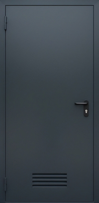 Однопольная техническая глухая дверь с вентиляционной решеткой и порошковой покраской антрацит Однопольная техническая глухая дверь с вентиляционной решеткой и порошковой покраской антрацит