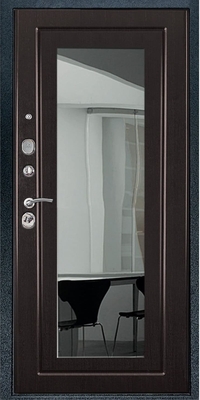Стальная дверь с коричневыми панелями МДФ ПВХ с зеркалом Стальная дверь с коричневыми панелями МДФ ПВХ с зеркалом