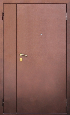 Входная полуторастворчатая дверь с порошковым окрашиванием коричневого цвета Входная полуторастворчатая дверь с порошковым окрашиванием коричневого цвета