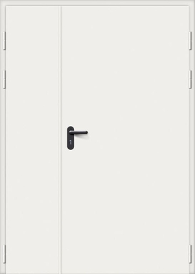 Полуторастворчатая стальная огнеупорная дверь с порошковым окрасом белого цвета Полуторастворчатая стальная огнеупорная дверь с порошковым окрасом белого цвета